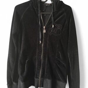 BCBG Black Velour Zip Up